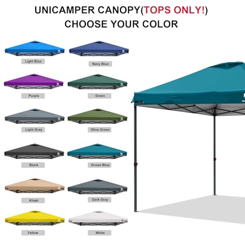 10x10 Pop Up Canopy Replacement Top Cover with Air Vent for Straight Leg Canopy Tent, Waterproof for Outdoor Garden Patio Camping Sun Shade (Ocean Blue) - color: Blue
