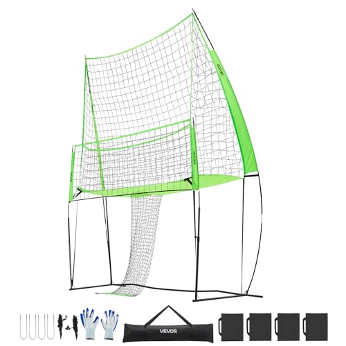 VEVORAdjustable Height Badminton Net Set for Backyard Beach Lawn, Outdoor Portable Volleyball Net with Carrying Bag, 4 Square Quick Assemble Game Set for Kids and Adults - color: Green, size: 8 x 11 ft