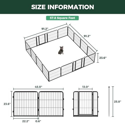 FXW Instant Unleashed Dog Playpen, Portable Pet Fence for Outdoor, RV Trips, and Camping, 24inch, 16 Panels for Puppy and Small Dogs│Patented - size: 24"H