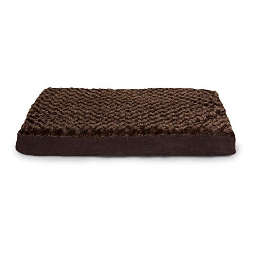 FurHaven Supportive Cooling Memory Foam Classic Mattress Dog Bed with Washable & Removable Cover - Plush Faux Fur/Suede Mattress - Chocolate, Dogs Up to 55 lbs - Large - color: Ultra Plush Curly Faux Fur (Chocolate), size: Large