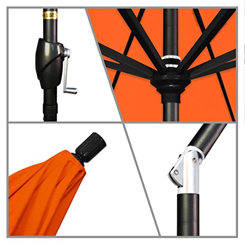 California Umbrella 9' Rd Pacific Trail Series Aluminum Patio Umbrella, Crank Lift, Push Button Tilt, Black Finish, Sunbrella Melon Fabric - color: Melon
