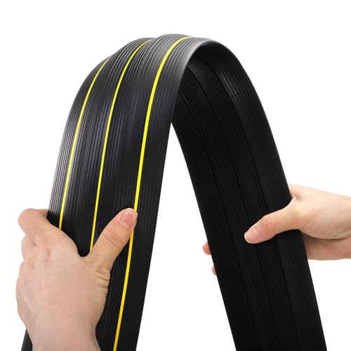 10 Feet Floor Cord Cover, Soft Extension Power Cable Protector to Organize and Protect Wire on Floor, Heavy Duty PVC Duct Easy to Unroll, Prevent Trip Hazard for Home Office or Outdoor