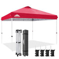EAGLE PEAK Pop Up Canopy Tent with Wheeled Carry Bag, 8 Stakes, 4 Ropes, 4 Weight Bags, Easy Set Up Tent Canopy, 12x12 ft, 144sqft of Shade, Red - color: Red, size: 12x12