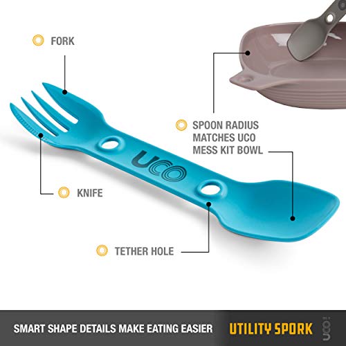 UCO Utility Spork 3-in-1 Combo Spoon-Fork-Knife Utensil - color: Gold/Sky Blue