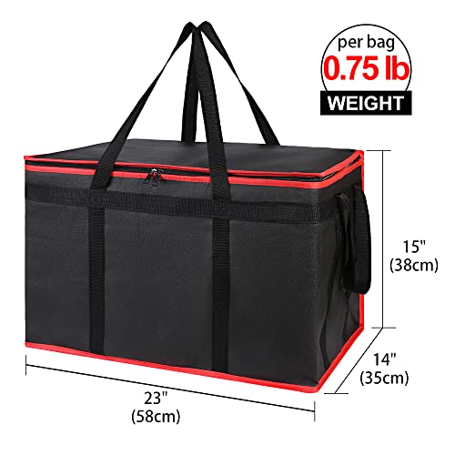 Bodaon 4-Pack Cooler Insulated Food Delivery Bag, Rideshare Delivery Bag, XXX-Large Thermal Bags for Catering/Hot Pizza, Travel/Camping Essentials/Picnic/Grocery Reusable Warmer Frozen, Black-Red Edge - color: Black-Red Edge, size: XXX-Large