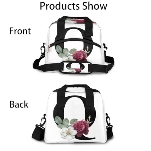 Letter Q Insulated Lunch Bag for Women Men Reusable Waterproof Lunch Box Cooler Tote Bag One shoulder portable meal bag Portable Adult Lunchbox for Work Picnic Hiking Beach - color: Letter Q