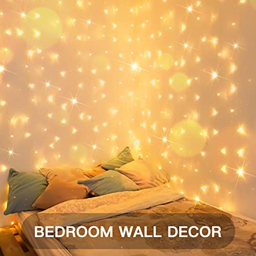 suddus Color Changing Curtain Lights, 200 Led 6.5ft x 6.5ft Hanging String Lights Outdoor, Fairy Curtain Lights for Bedroom, Window, Wall, Wedding, Party, Birthday Decor Warm White & Fuchsia - color: Warm White & Fuchsia, size: USB-200 LED