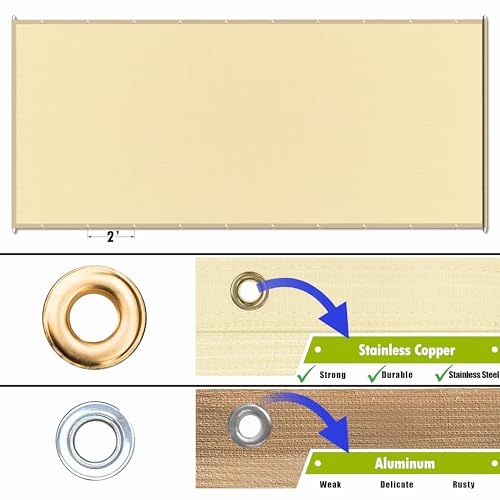 ColourTree 10' x 17' Beige Waterproof Pergola Sun Shade Canopy Replacement Cover UPF50, Commercial Grade 260 GSM Cloth for Outdoor Patio, Garden, Deck, Backyard (We Make Custom Size)