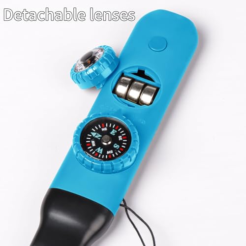 Multifunctional Survival Emergency Whistle for Kids with Compass Hiking Survival, Thermometer & Neck Lanyard | Emergency Safety Gear for Hiking, Camping, Kayaking, Boating, Climbing - color: bule2pcs