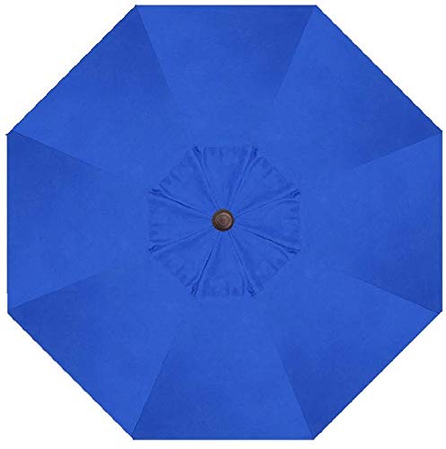 Treasure Garden Octagonal 9 ft Patio Umbrella - Outdoor Furniture Table Umbrella – Push-Button Tilt – Bronze Aluminum Frame (Obravia, Cobalt) - color: O'bravia Cobalt w/Bronze Frame, size: 9 FT Push Button Tilt