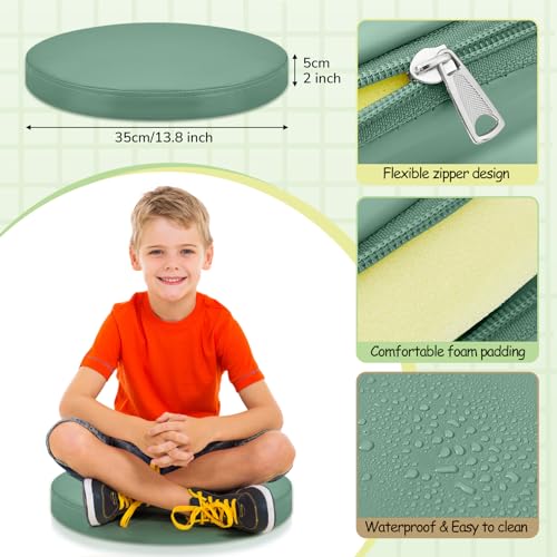 Juexica 8 Pcs Extra Thick Flexible Seating Floor Cushion Assorted Colored Floor Pillow Classroom Seat Cushion Soft Classroom Seating for Kid Learning(Matcha Color,13.8 x 13.8 x 2 Inch,Round) - color: Matcha Color