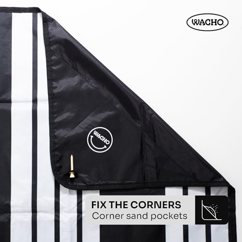Wacho Beach Blanket Waterproof Sandproof and Picnic Blanket - Large Outdoor Blanket for Camping, Beach & Travel - Foldable Picnic Mat with Carry Bag - Beach Essentials – Black & White - color: Black and White