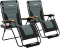 Amopatio Foldable Zero Gravity Chair, Oversized Outdoor Reclining Chair, 500LB Weight Capacity XLPatio Recliner with 0-170° Adjustable Backrest, Heavy Duty Lounge Chair with Cup Holder - color: Grey, style: 29in-2pcs
