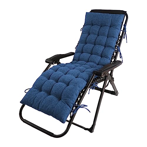 Lounge Chair Cushion Faux Linen Chaise Lounge Cushion with Ties Indoor Long Bench Cushion for Recliner Deck Chair Dormette Swing Bench 63 Inch Navy - color: Navy