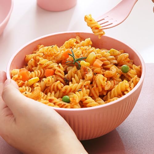 Unbreakable Cereal Bowls Set of 4, Lightweight Reusable Bowls, Dishwasher Safe Pink Bowls for Rice, Noodles, Soup, Salad & Fruit - color: Pink