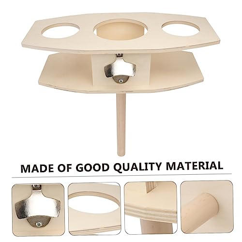 GLEAVI 1Pc Detachable Wooden Beer Stake Outdoor Wine Rack for Picnics Camping Concerts Khaki Color Elevates Drinks Keeps Them Stable Above Ground