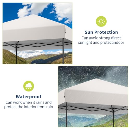 Pop Up Canopy Tent 10x10ft Portable Outdoor Sun Shelter UPF 50+ Waterproof 3 Adjustable Heights Easy Setup with Wheeled Carry Bag for Patio Garden Beach Parties Grey 3m x 3m - color: White, size: 3M*3M