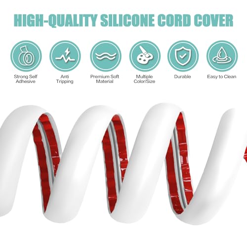 Floor Cord Cover Self Adhesive Cord Hider,3.3FT Cable Management, Extension Strip Protector for Wires, Prevent Cable Trips for Offices, Gyms, Exhibitions Cavity:0.3"(W) x 0.28"(H) White - color: White, size: 0.78" x 3.3'