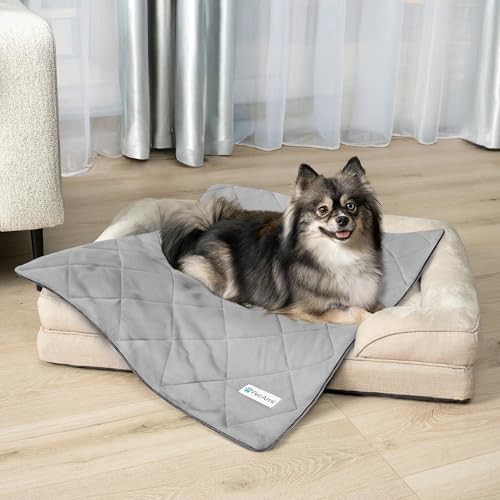 PetAmi Premium Cooling Dog Blanket | Lightweight Fluffy Pet Throw Blanket Bed Cover for Dogs, Cat, Puppies | Pet Blanket Furniture Protector Couch Sofa | Reversible Fuzzy Cozy | 24x32, Light Grey - color: Light Grey, size: Small (24x32)
