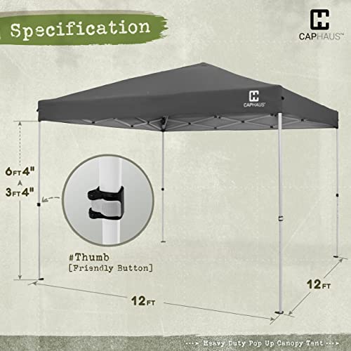 Fencer Wire 12ft x 12ft Pop Up Canopy Tent, Heavy-Duty Commercial Grade with Patented One-Push Central Locking, Portable and Instant Folding Shelter with Wheeled Carry Bag and Weight Bags, Dark Grey - color: Dark Grey, style: 12x12