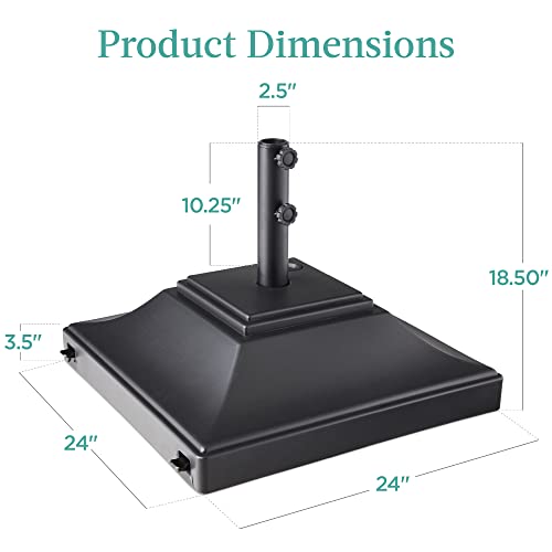 Best Choice Products Fillable Mobile Umbrella Base, Heavy Duty Base, Square Tiered Market Stand for Patio, Deck, Outdoor w/ 4 Wheels, 2 Locks, 2 Knobs, 120lb Capacity - Black - color: Black