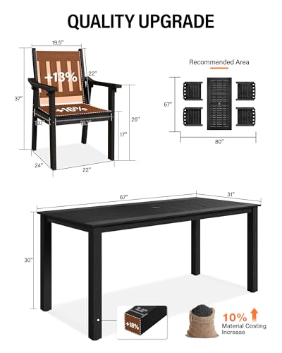 YEFU Patio Dining Chairs Set of 4: All Weather Outdoor Dining Chairs with Wide Curved Seat and Backrest - Outdoor Furniture Plastic for Outside Backyard/Garden/Porch/Deck 350lbs Capacity Black - color: Black, size: 4 Chairs