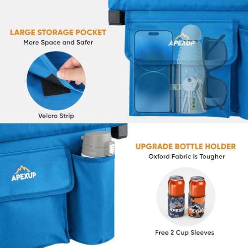 APEXUP Stadium Seats with Back Support, Portable Bleacher Seat with Large Pocket and Cup Holder, Wide Stadium Chair for Sports Events and Concerts - color: Sky Blue