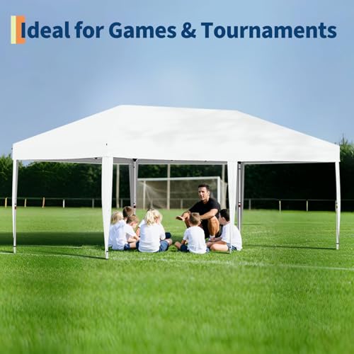 10x20 Pop Up Canopy Tent Outdoor Canopy with No Removable Sidewall One-Person Set Up Heavy Duty Commercial Instant Tent Shelter-White - color: White, size: 10x20FT/0-Sidewall