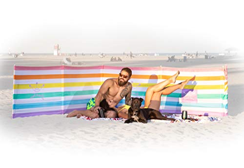 Premium 20 ft Beach Windscreen, Privacy Screen, Wind Blocker - Pastel Perfect, Free Rubber Mallet and Carry Bag Included - color: Pastel Perfect