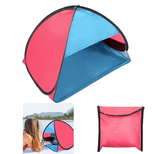 Mini Pop Up Beach Tent, Automatic Instant Mini Dog Tent for Dog Shade & Head Canopy, Laptop Shade for Working Outside, Portable Lightweight Mini Pop Up Canopy for Camping Hiking Picnic (Blue-Red) - color: Blue-Red