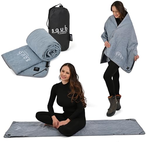 Electric Heated Blanket – Waterproof for Outdoor Camping, Cordless Heating with 3 Heat Levels, Portable Travel Cover w/Storage Bag, Electric Blanket & Battery Heated Blanket (Power Bank Not Included) - color: Blue