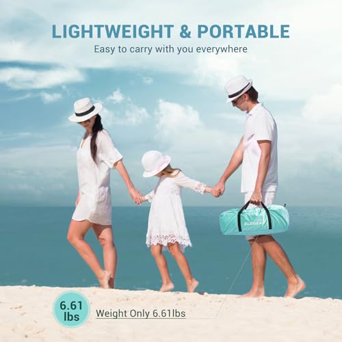 Elegear CumbreX™ Beach Tent Sun Shelter with Canopy, 6-8 Person Pop Up Beach Tent, Easy Setup UPF 50+ UV Protection Portable Lightweight Double Silver Coating Cabana Sun Shade Shelter - Green - color: Green, size: 6-8 Person
