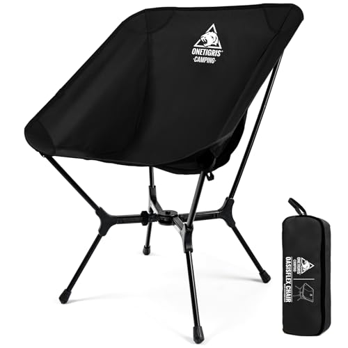 ONETIGRIS OasisFlex Camping Chair,Portable Chair with Carry Bag,Great for Camping,Beach,Picnic,Park,Lawn,Sports and Outdoor Events - color: Black