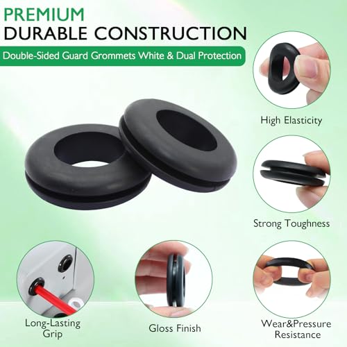 EASYEAH 180 Pcs Rubber Grommet Assortment Kit for Wiring Assorted 8 Sizes 7/8 5/8 1/4 7/16 3/8 5/16 1/2 1 Inch Round Hole, O Ring Eyelet Cable Hole Plug Set, Firewall Automotive Electrical Wire Gasket - style: 8 Sizes, 180pcs, Hole