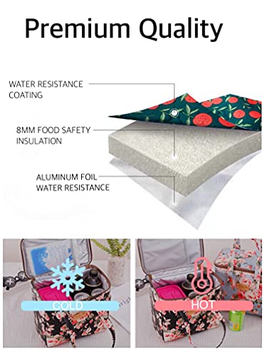 Kwang Min Insulated Lunch Bag for Women,Reusable Bento Box,Large Cooler for Office,Picnic Outdoors,Beach, Premium Waterproof Fabric,Ideal Pink Lunch Bag (Pink Peony) - color: Peony Pink