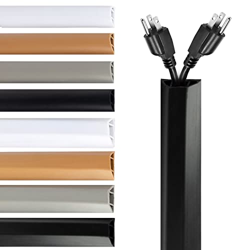 Rubber Bond TV Cord Hider Cable Protector - Strong Self Adhesive Wall Cord Cover Cable Hider - Low Profile Cable Management Wall Cord Concealer Cable Raceway - color: Black - Two Thick Cords, size: 4 Feet