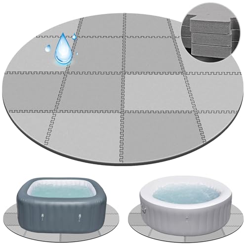 78 Inch Round Hot Tub Mat - Extra-Thick Interlocking Hot Tub Protective Pad Spa Pool Foam Insulation Mat Ground Base Flooring Protector for Portable Inflatable Hot Tub Accessories Outdoor Indoor - color: 2/5 Inch Thickness 78 Inch, Grey
