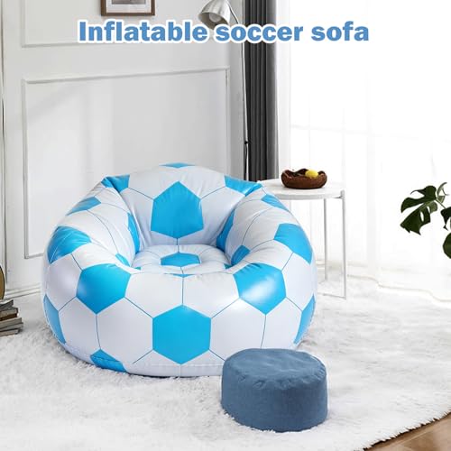 Inflatable Bean Bag Chairs for Adults,Lazy Chair Soccer Design,Portable Inflatable,Blow up Inflatable Seat for Lawn, Holiday Party, Home,Garden,Outdoor&Indoor