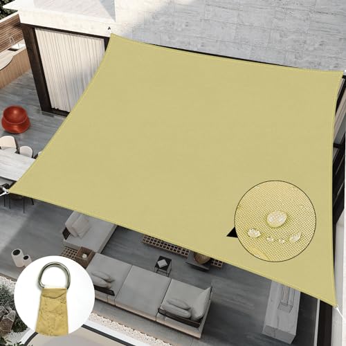 RICHIE Upgrade 12'x12' Sun Shade Sail Square Canopy, Water Resistant & UV Block Sunshade for Outdoor Patio Lawn Beach Garden Carport Backyard Deck Pergola, Sand - color: Sand, size: 12'x12', style: Rectangle
