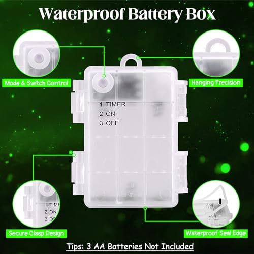 cshare String Lights Outdoor Waterproof 9.8ft 30 LED, Green Battery Operated Halloween Lights with Timer Clear Wire for Indoor & Outdoor Christmas Halloween St.Patric Decorations Garland Party Garden - color: Green
