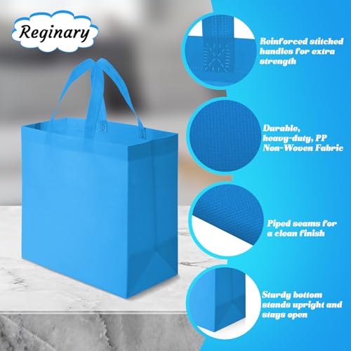 Reginary 100 PCS Reusable Totes Bags - Non Woven Grocery Handle Bags for Shop Events & Retail Store(Sky Blue) - color: Sky Blue