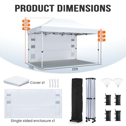 Quictent 10x15FT Heavy Duty Pop Up Canopy Tent, Commercial Easy up Portable Waterproof Shelter with Roller Bag for Outdoor Wedding Party Events Markets Gazebos - color: Off White, size: 10X15