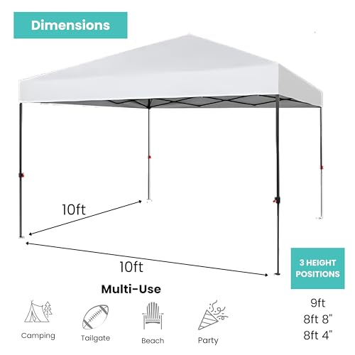 BTExpert 10x10 Set of 2, One Push Instant Canopy Pop Up Tent Easy 1-Touch Portable Folding Shelter Outdoor Gazebo Shade w/Adjustable Height Carrying Wheeled Bag Party Event Picnic Easy Setup - color: White, size: 10x10FT - Set of 2