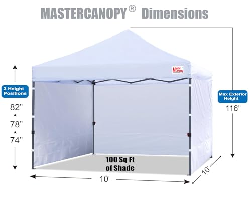 MASTERCANOPY Heavy Duty Pop-up Canopy Tent with Sidewalls (10x10,White) - color: White, size: 10x10