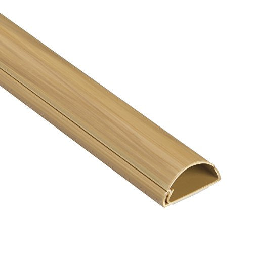 D-Line Half Round Cord Hider, Patented Cable Cover, Hide TV Wall Mount Wires, Raceway for Cords, Decorative Wire Covers, Paintable, Adhesive - 1x 1.18in W x 0.59in H x 39in L - Wood-Effect - color: Wood-Effect, size: 1.18x0.59in - 1x 39in