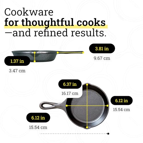 Lodge Seasoned Cast Iron Skillet 6.5 Inches - PFAS-Free, Non-Toxic Cookware - Use with an Oven, Stove, Grill, or Campfire - Naturally Non-Stick & Oven Safe - size: 6.5 Inch (1 Count)