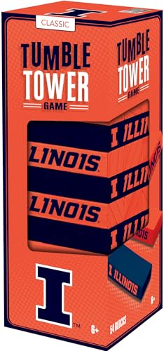 MasterPieces NCAA Illinois Fighting Illini Tumble Tower - Real Wood Blocks, Merchandise - style: Illinois Fighting Illini