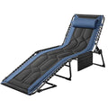 Flamaker Folding Chaise Lounge Outdoor Portable Lounge Chairs 4-Position Adjustable Camping Lounge Chair with Pillow & Side Bag Lightweight Recliner Sunbathing Chair for Pool Beach Deck (Blue) - color: Blue