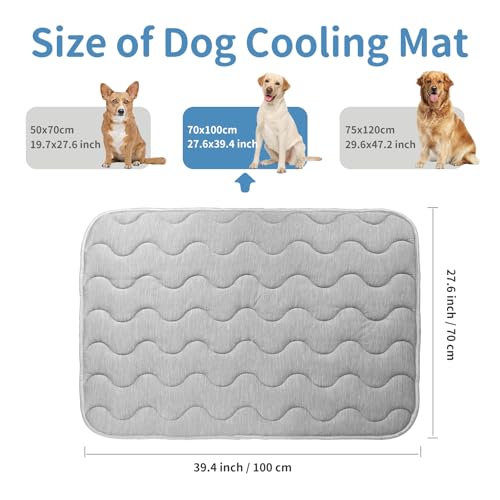 Extra Large Dog Cooling Mat | 39.4''*27.6'' Washable Cooling Pet Pad | Portable Kennel Puppy Bed for Summer,Non Slip Sleeping Blanket Pet Pads,Washable Non-Toxic Mats ﻿ - size: 100l X 70w Cm