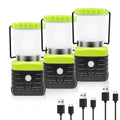 Jarxin 3PCS 3200K Warm Light LED Camping Lantern Rechargeable 1000LM, 4500mAh Power Bank, Flashlight for Hurricane Emergency, Hiking, IP44 Waterproof Lantern(Green) - style: Green/warm light